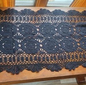 Lace Black Crochet Table Runner
